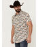 Image #2 - Rock & Roll Denim Men's Cactus Desert Print Short Sleeve Pearl Snap Stretch Western Shirt, Cream, hi-res