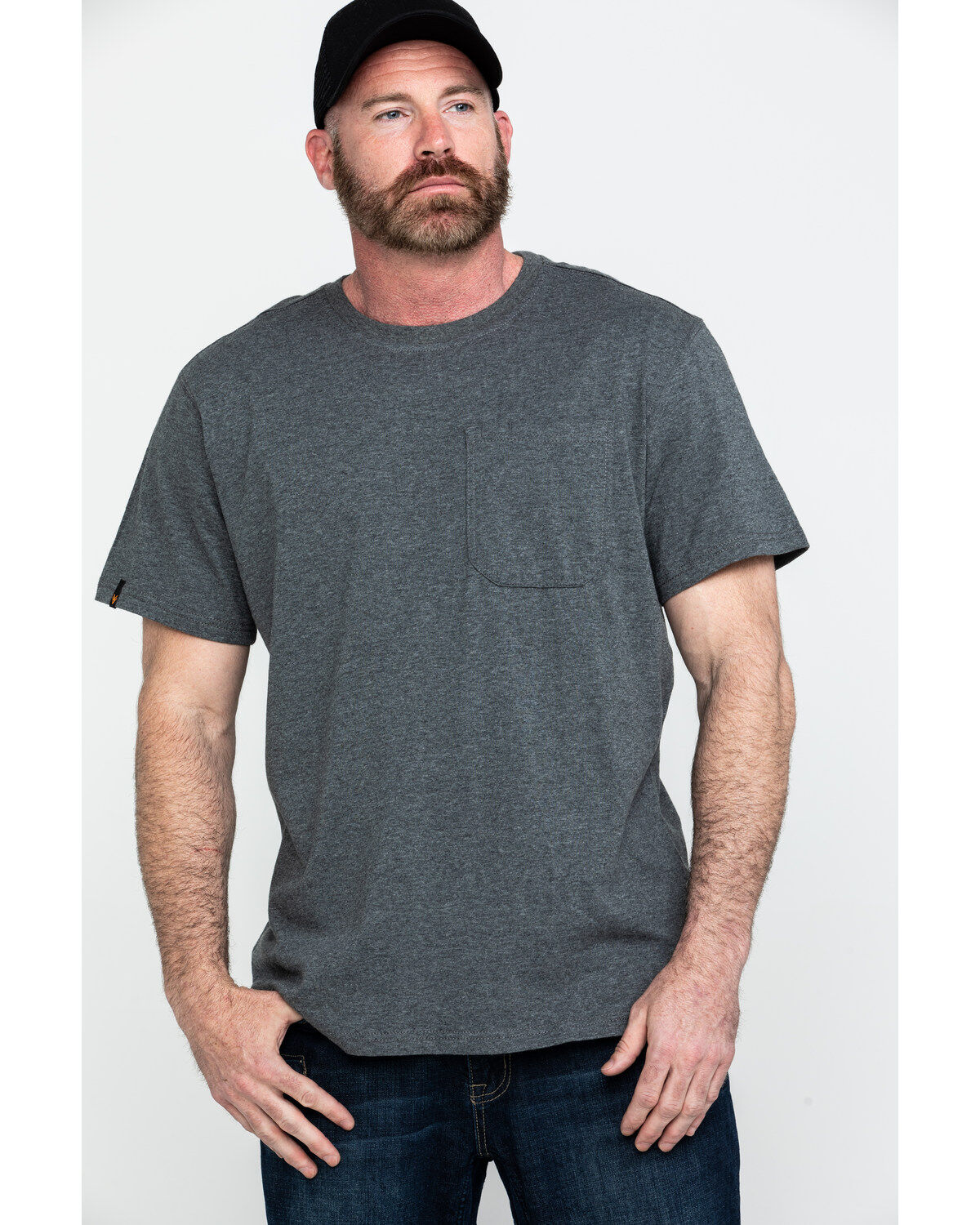 Image #1 - Hawx Men's Pocket Crew Short Sleeve Work T-Shirt - Tall, Charcoal, hi-res