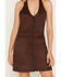 Image #3 - Stoosh Women's Faux Suede Halter Mini Dress, Chocolate, hi-res