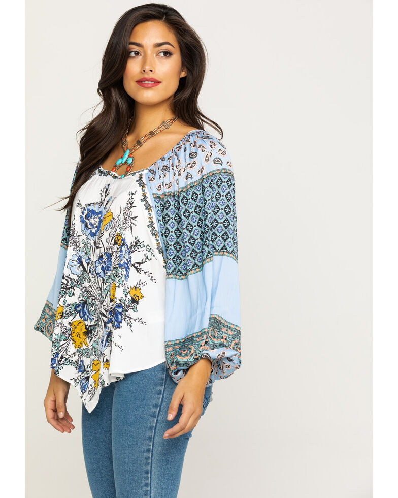 Free People Women S Positano Printed Off The Shoulder Blouse Boot Barn