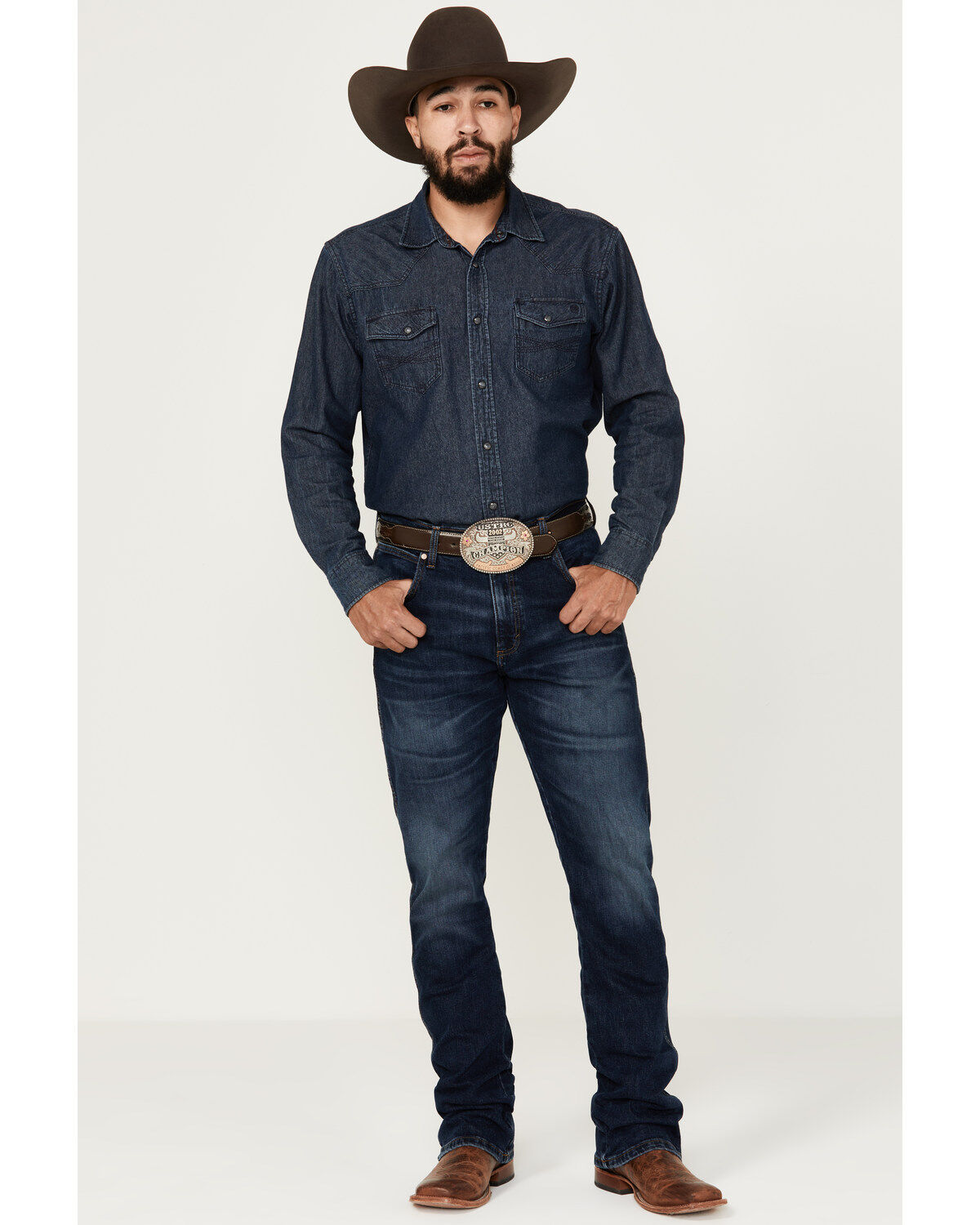 Image #1 - Wrangler Retro Men's Fenholloway Dark Wash Slim Bootcut Stretch Premium Green Jeans, , hi-res