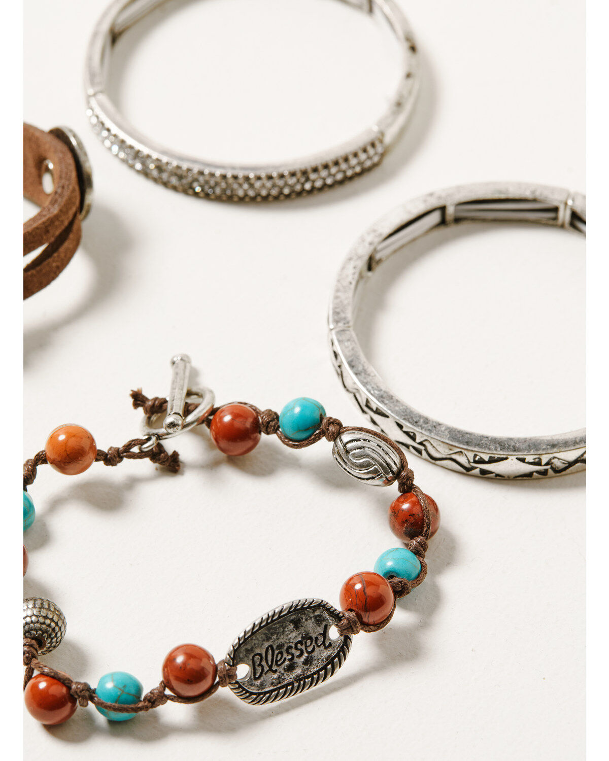 Image #3 - Shyanne Women's Canyon Sunset Turquoise Bangle Bracelet 4-Piece Set, Silver, hi-res
