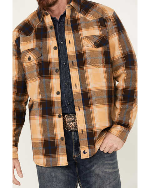 Image #3 - Cody James Men's Plaid Print Long Sleeve Button-Down Shirt Jacket, Tan, hi-res