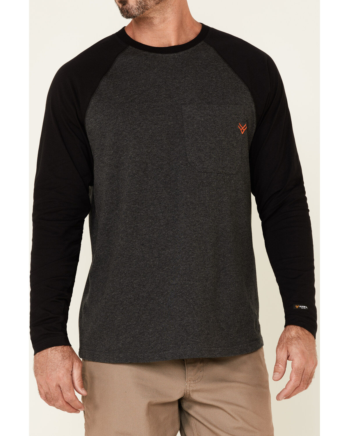 Image #3 - Hawx Men's Dark Gray Original Baseball Crew Long Sleeve Work T-Shirt, , hi-res