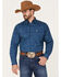 Image #1 - Ariat Men's Benji Floral Print Button Down Western Shirt, Blue, hi-res