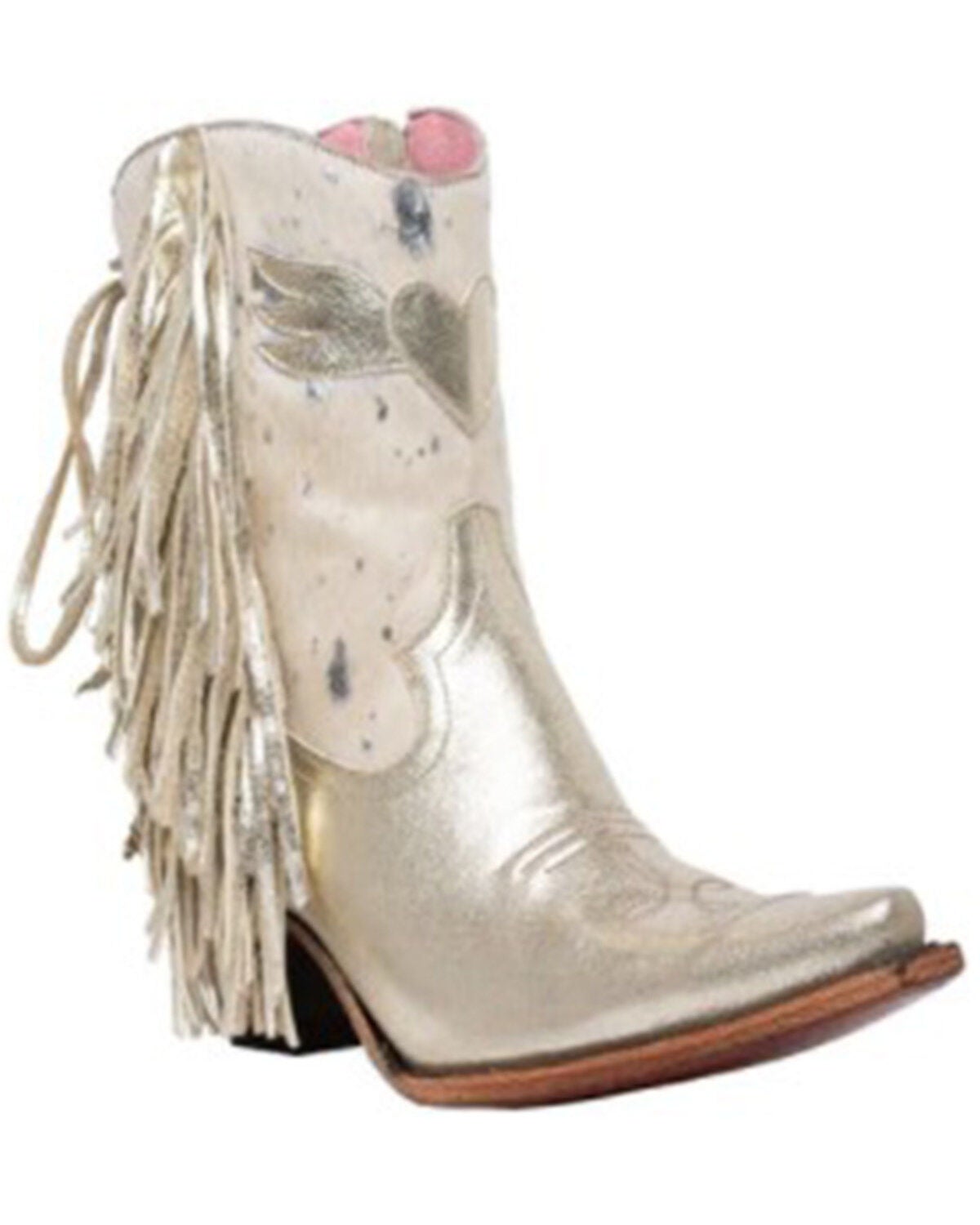 Junk Gypsy Women's Spirit Animal Ombre Fringe Western Fashion Booties - Snip Toe, Gold, hi-res