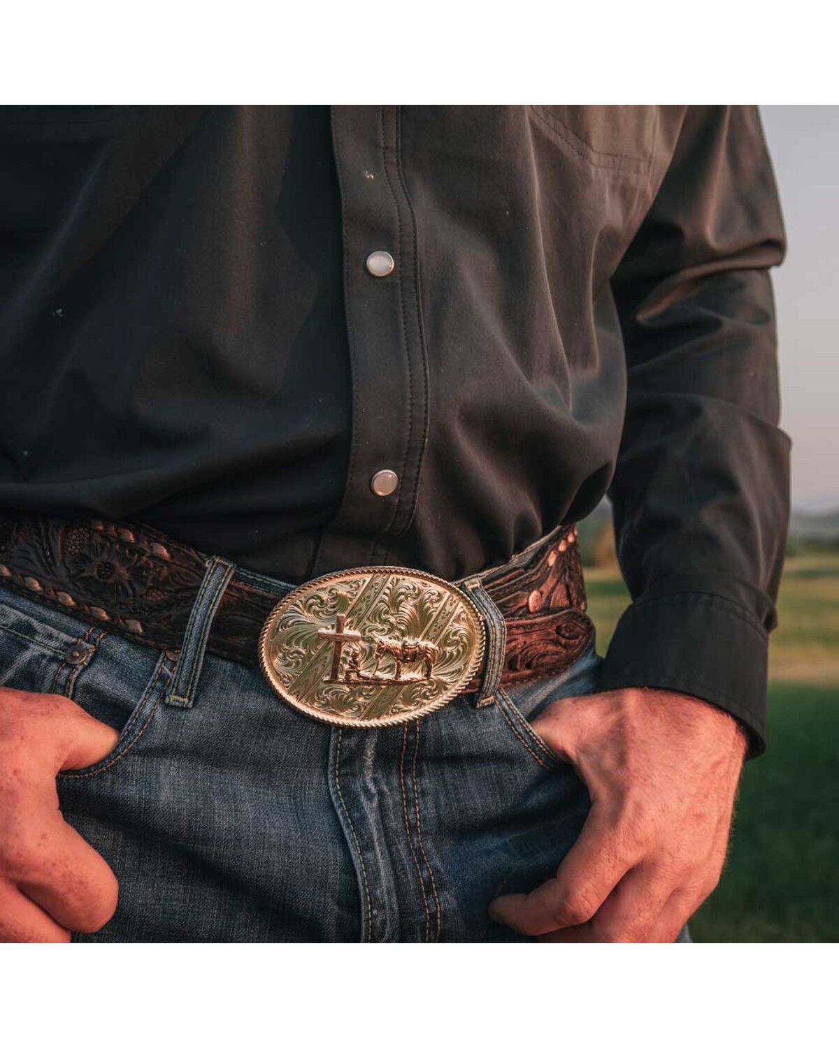 Image #4 - Montana Silversmiths Men's Engraved Christian Cowboy Belt Buckle, Multi, hi-res
