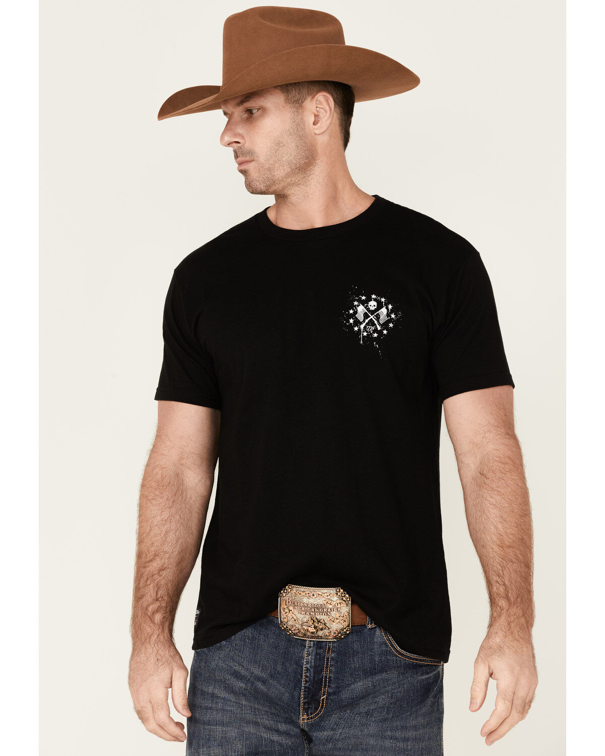 Image #1 - Howitzer Men's American Patriot Sons Of Liberty Graphic Short Sleeve T-Shirt, Black, hi-res
