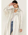 Shyanne Women's Fringe Back Long Blazer Coat, Silver, hi-res