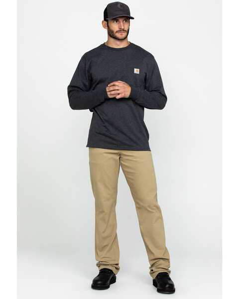 Image #7 - Carhartt Men's Loose Fit Heavyweight Long Sleeve Logo Pocket Work T-Shirt - Big & Tall, Medium Grey, hi-res