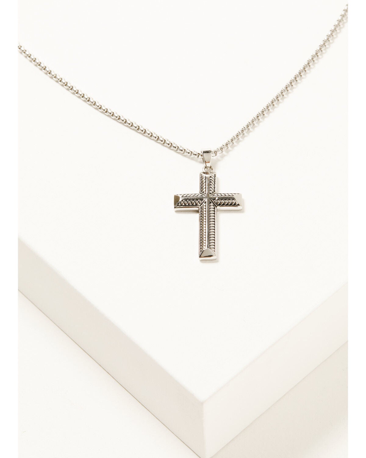 Cody James Men's Textured Cross Necklace, Silver, hi-res