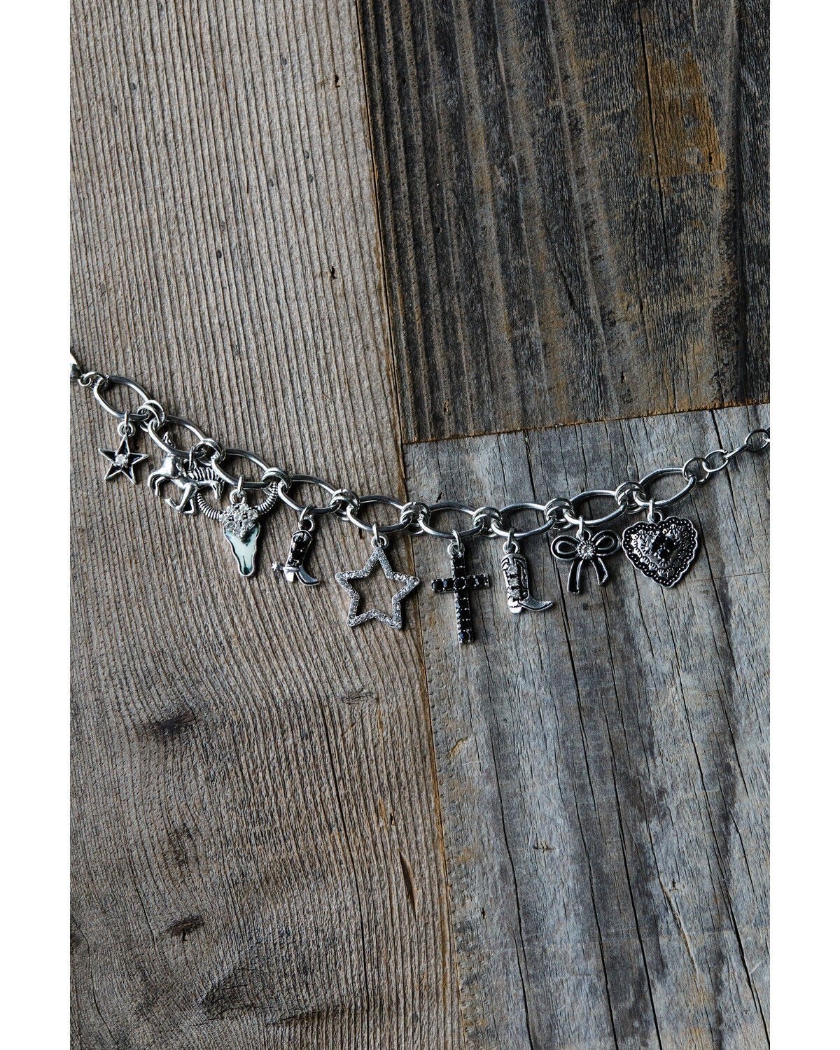 Shyanne Women's True Western Heart Charm Bracelet, Silver, hi-res