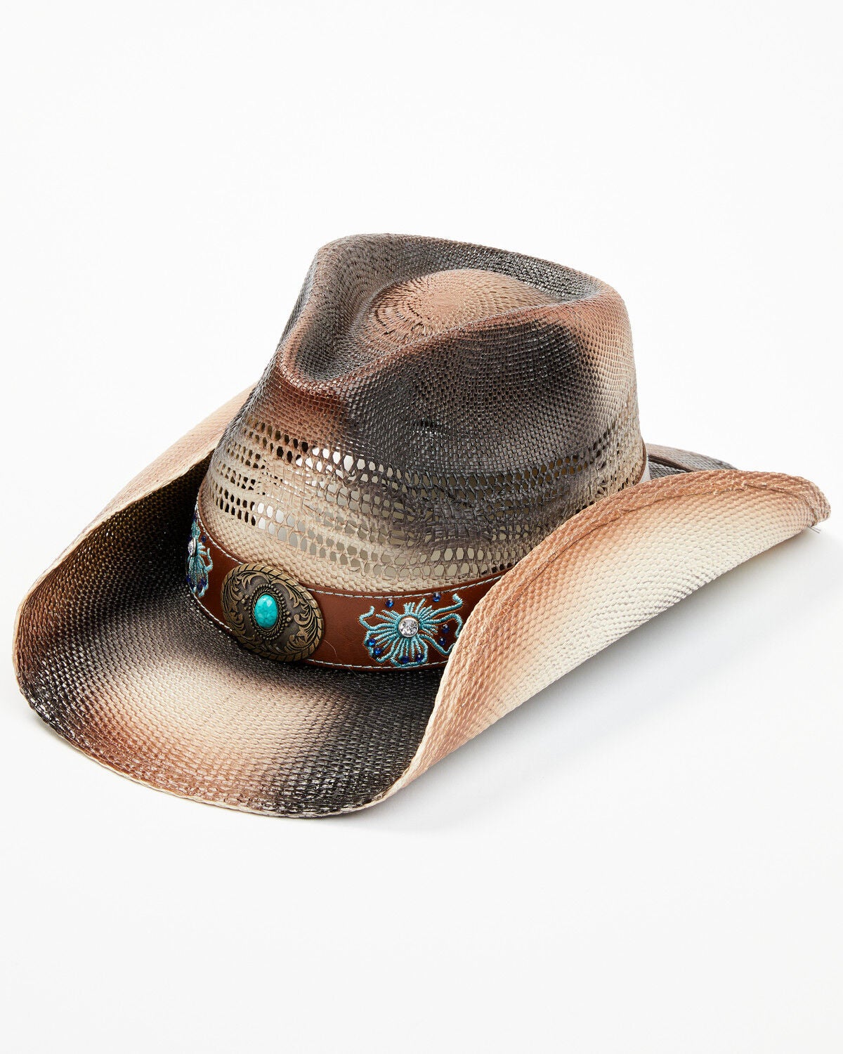 Shyanne Women's Long Island Lady Straw Cowboy Hat, Brown, hi-res