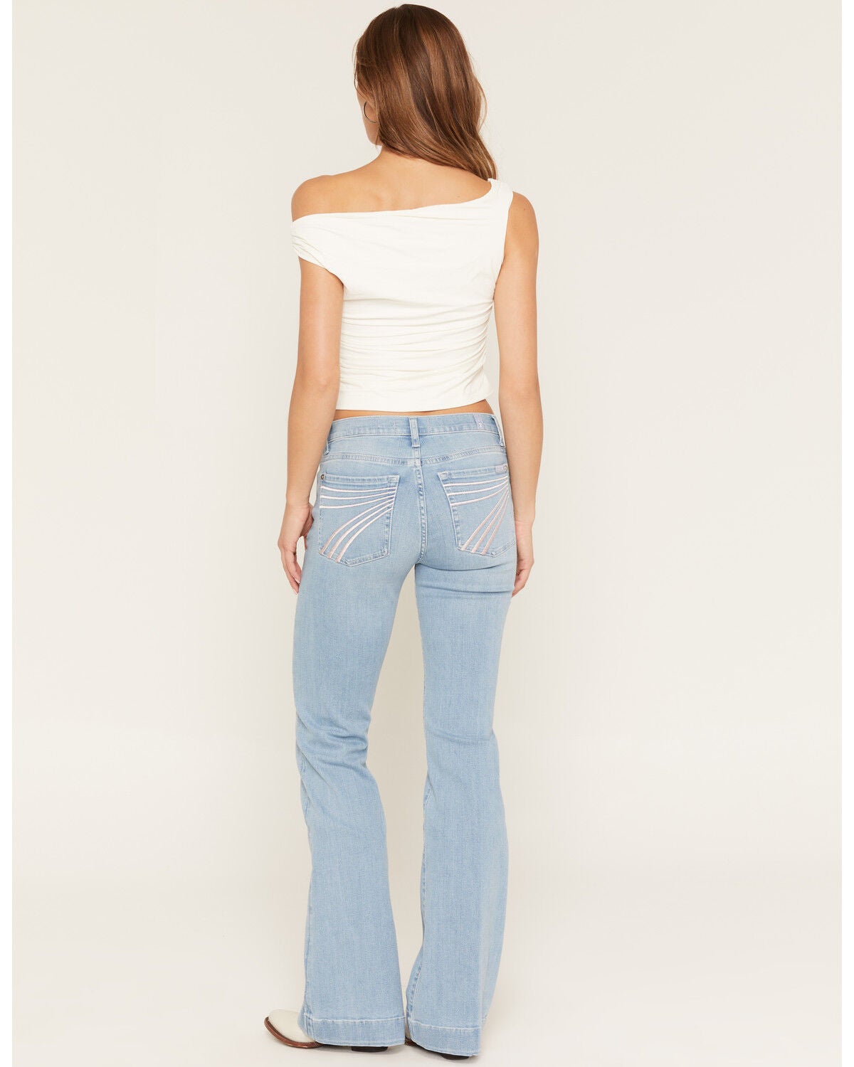 Image #1 - 7 For All Mankind Women's Light Wash Mid Rise 36" Slim Trouser Stretch Denim Jeans, Light Wash, hi-res