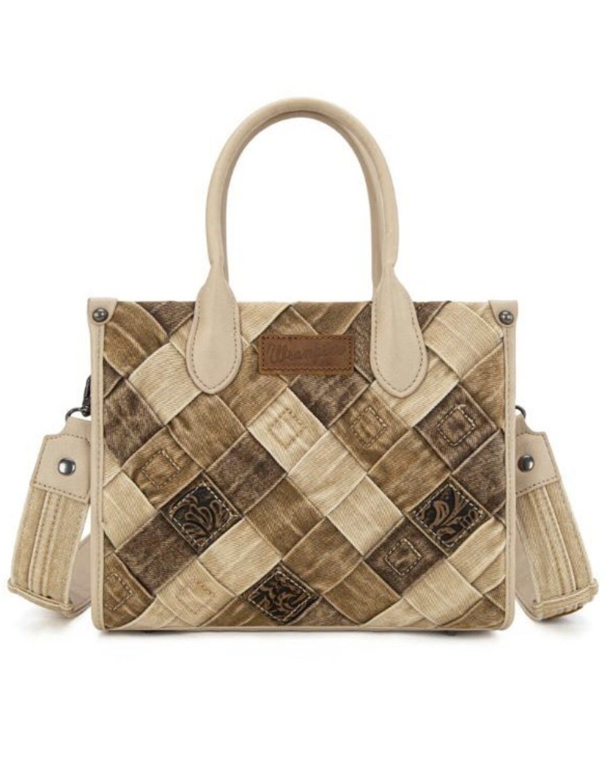 Wrangler Women's Denim Cross Weave Crossbody Bag, Tan, hi-res