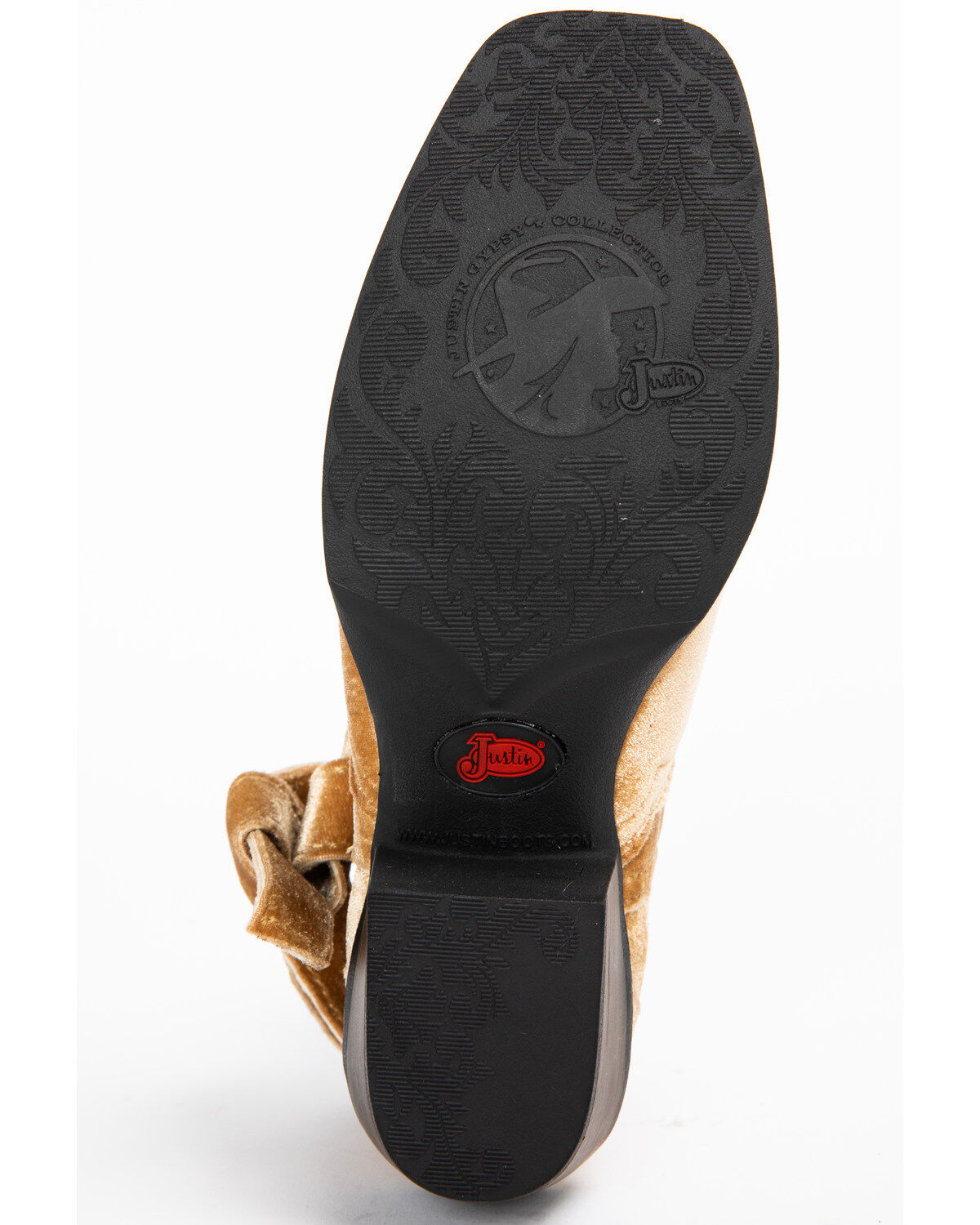 Image #7 - Justin Gypsy Women's Elana Tan Velvet Booties - Wide Square Toe, , hi-res