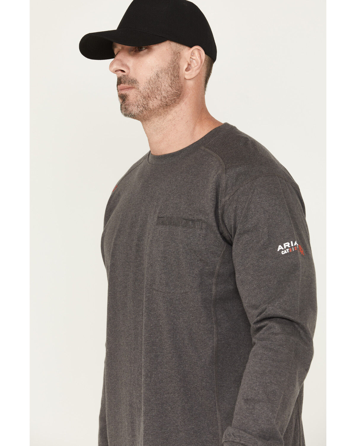 Image #3 - Ariat Men's FR Air Lineman Long Sleeve Pocket T-Shirt, Charcoal, hi-res