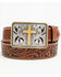 Image #1 - Cody James Men's Cross Leather Belt, Brown, hi-res