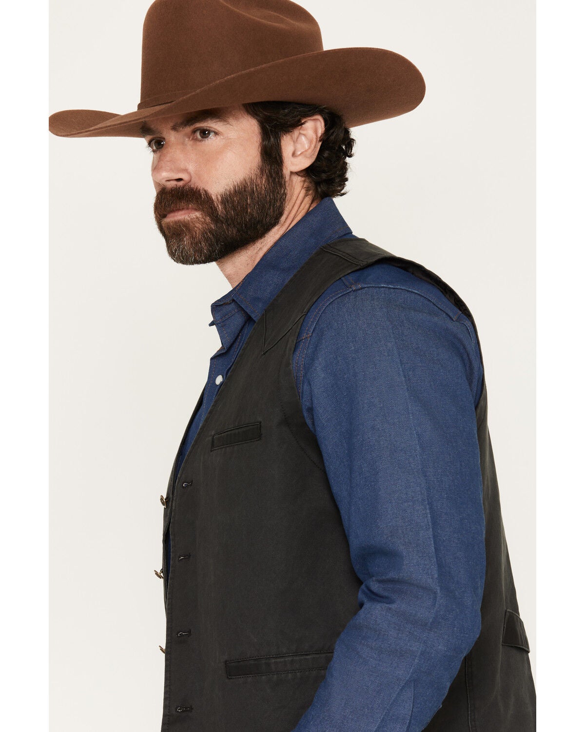 Image #2 - Cody James Men's Pancho Villa Oil Skin Vest, Black, hi-res