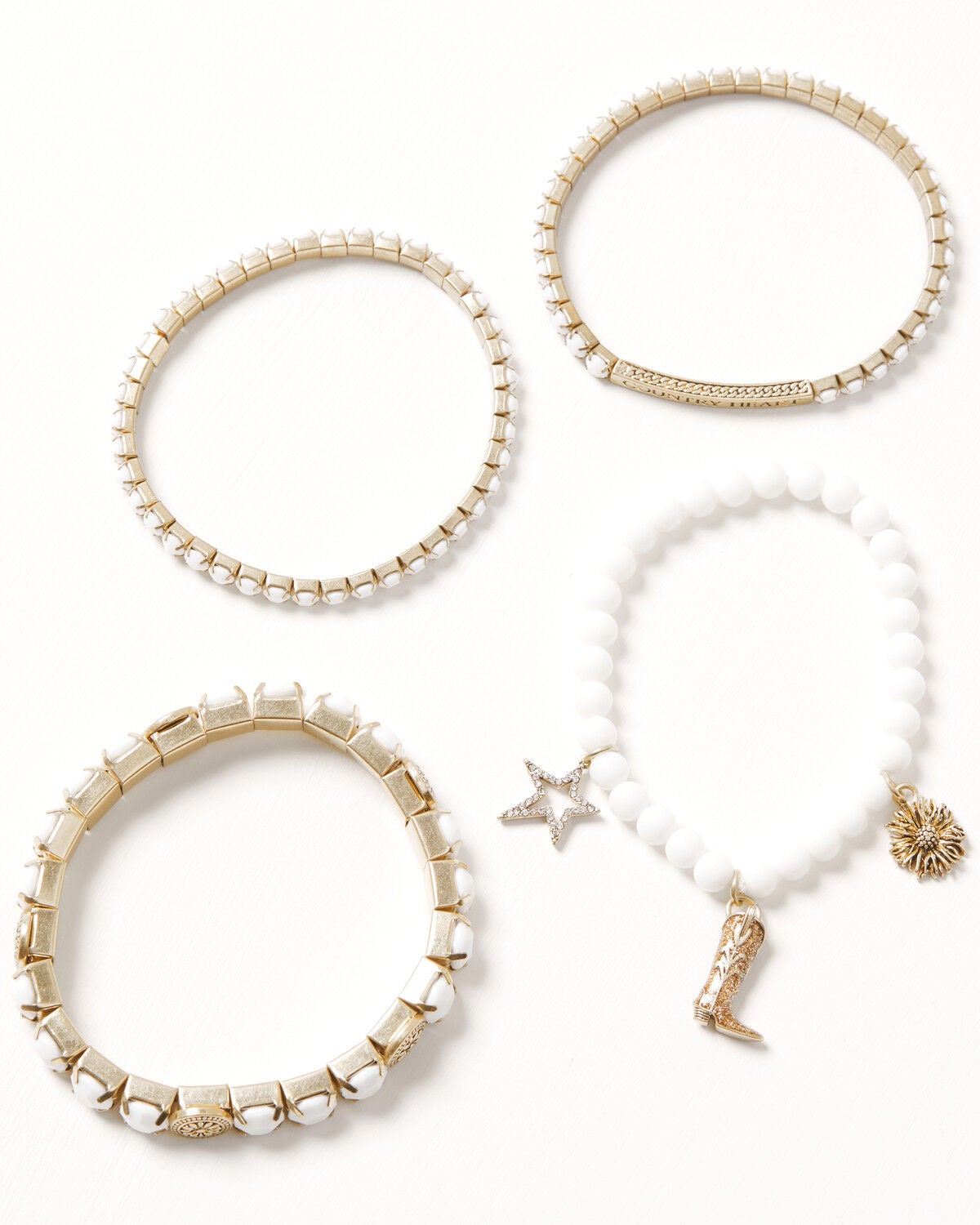 Lainey Wilson Women's Country Heart Bracelet Set - 4 Pack, Gold, hi-res