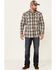 Moonshine Spirit Men's Chainlink Fence Large Plaid Long Sleeve Snap Western Shirt , Medium Grey, hi-res