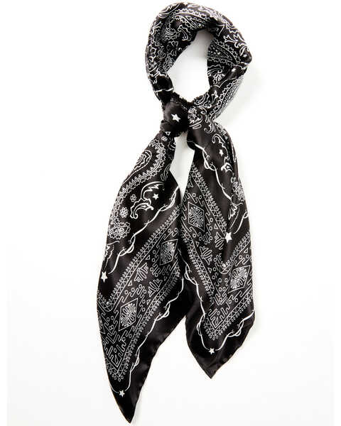 Cody James Men's Black Printed Wild Rag Silk Scarf, Black, hi-res
