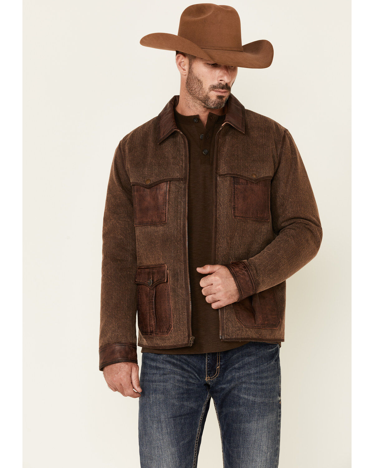 mens western leather jacket