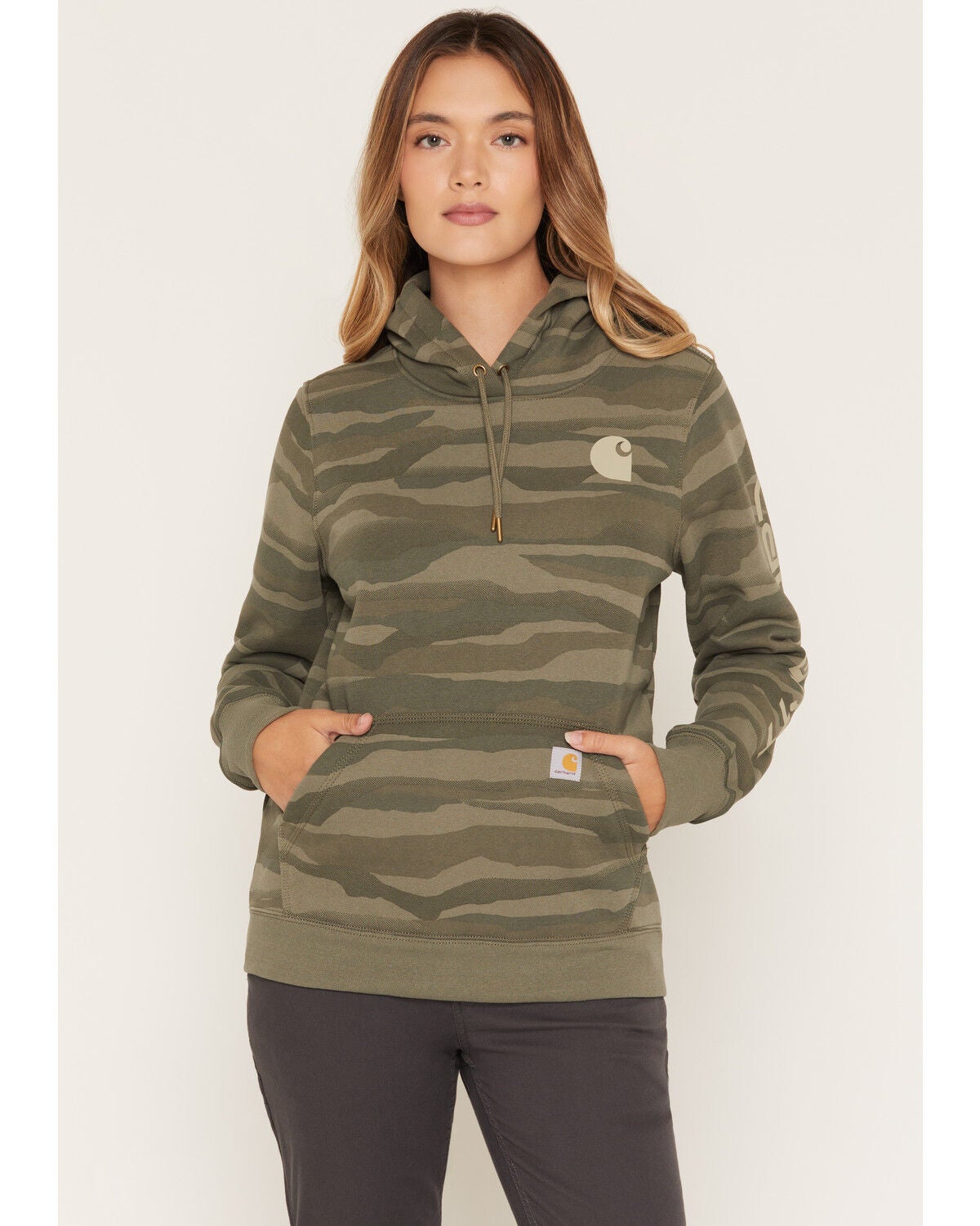 Carhartt Women's Marquette Camo Print Hoodie, Olive, hi-res