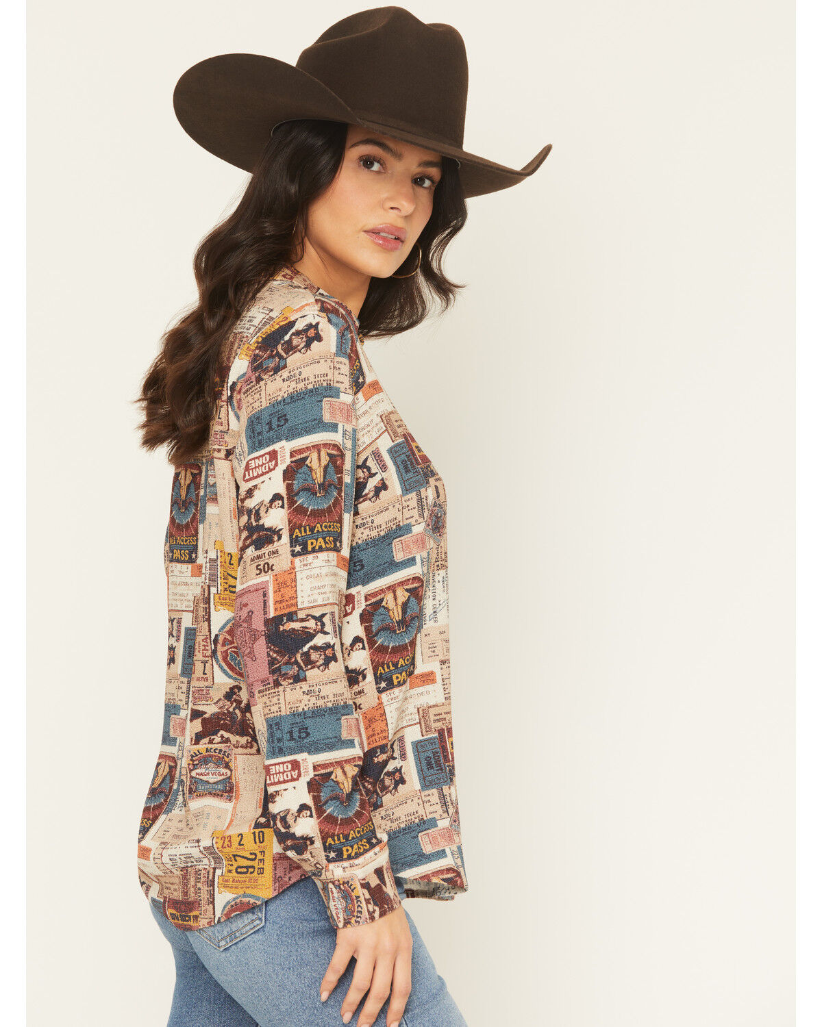 Image #4 - Idyllwind Women's Rodeo Ticket Featherlight Long Sleeve Snap Western Shirt, Cream, hi-res