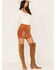 Image #1 - Shyanne Women's Faux Suede Floral Button Front Southwestern Mini Skirt, , hi-res