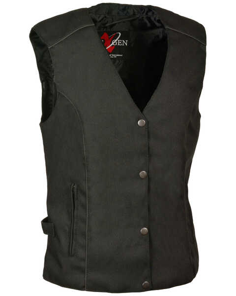 Milwaukee Leather Women's Stud & Wing Embroidered Vest - 5X , Pink/black, hi-res