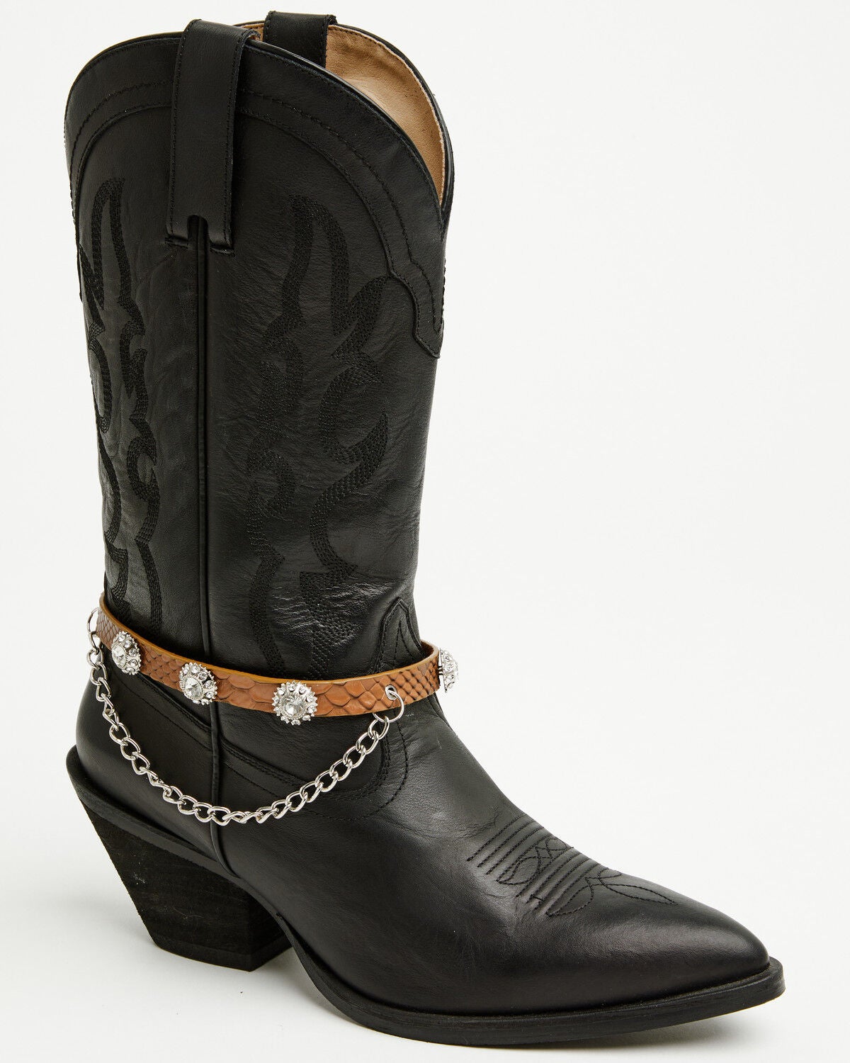 Image #3 - Shyanne Women's Rhinestone Concho Boot Bracelet with Chain, Brown, hi-res