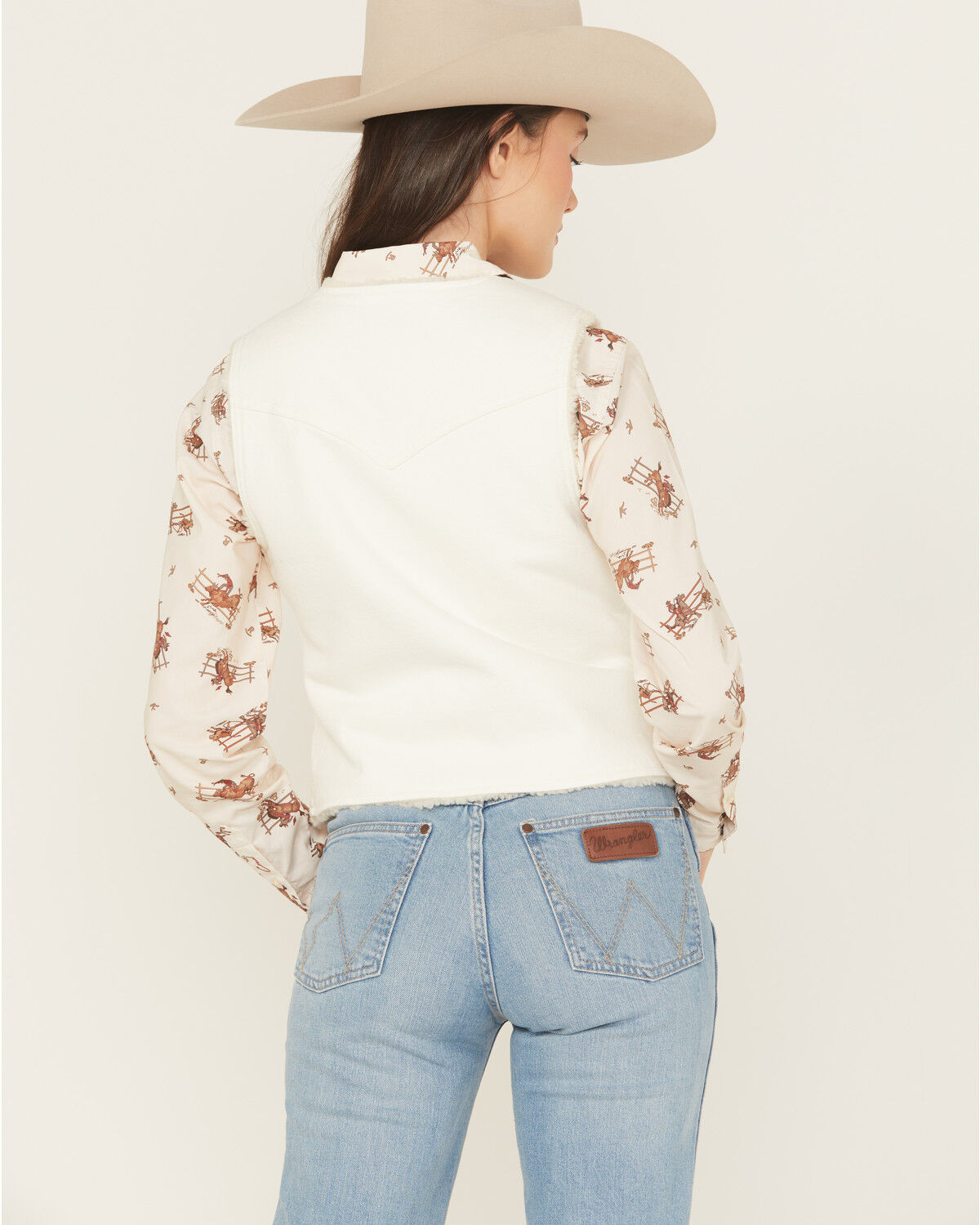 Image #4 - Shyanne Women's Sherpa Lined Button-Down Denim Vest, Off White, hi-res