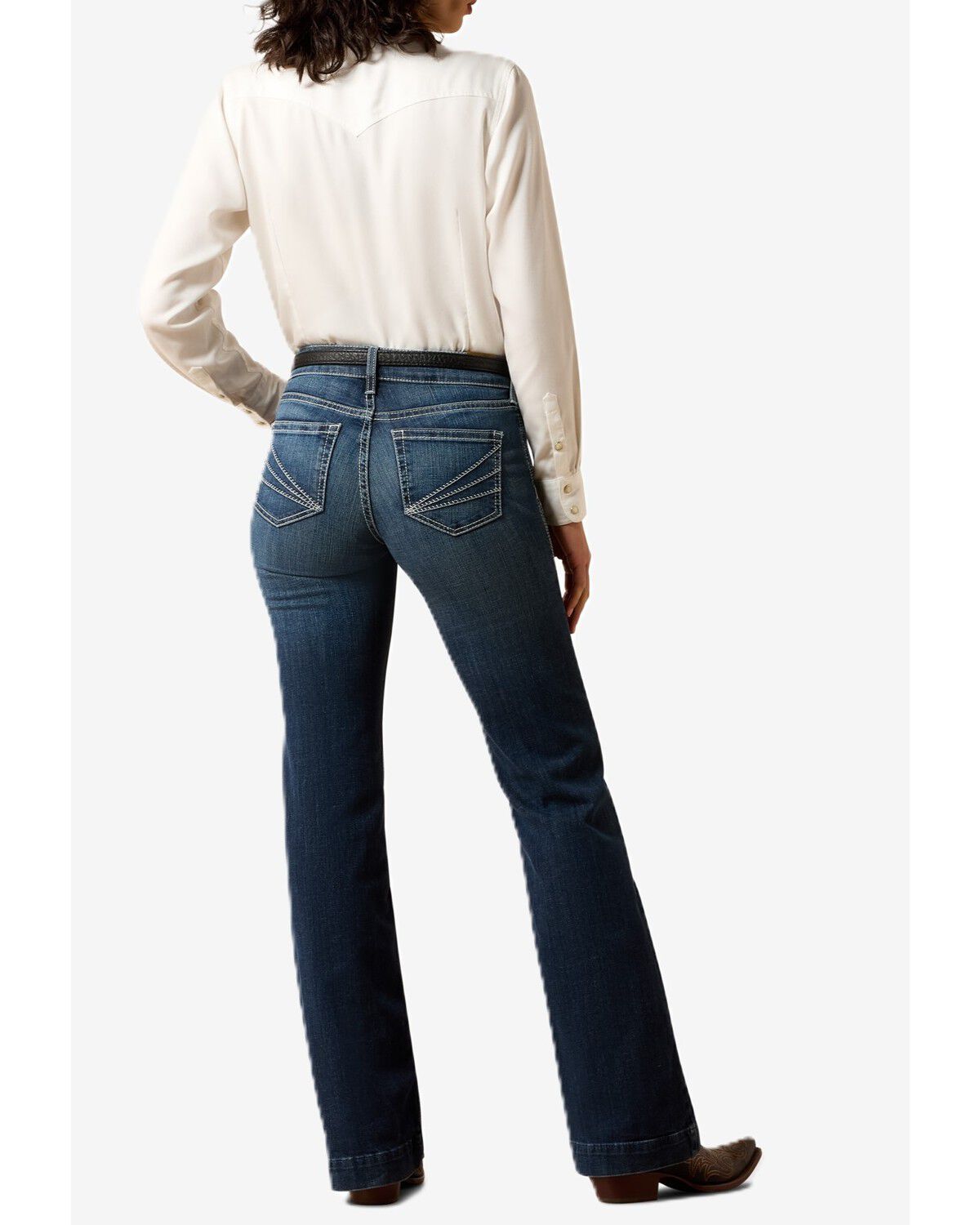Ariat Women's Dark Wash Trouser Perfect Rise Aisha Wide Leg Stretch Denim Jeans, Dark Wash, hi-res