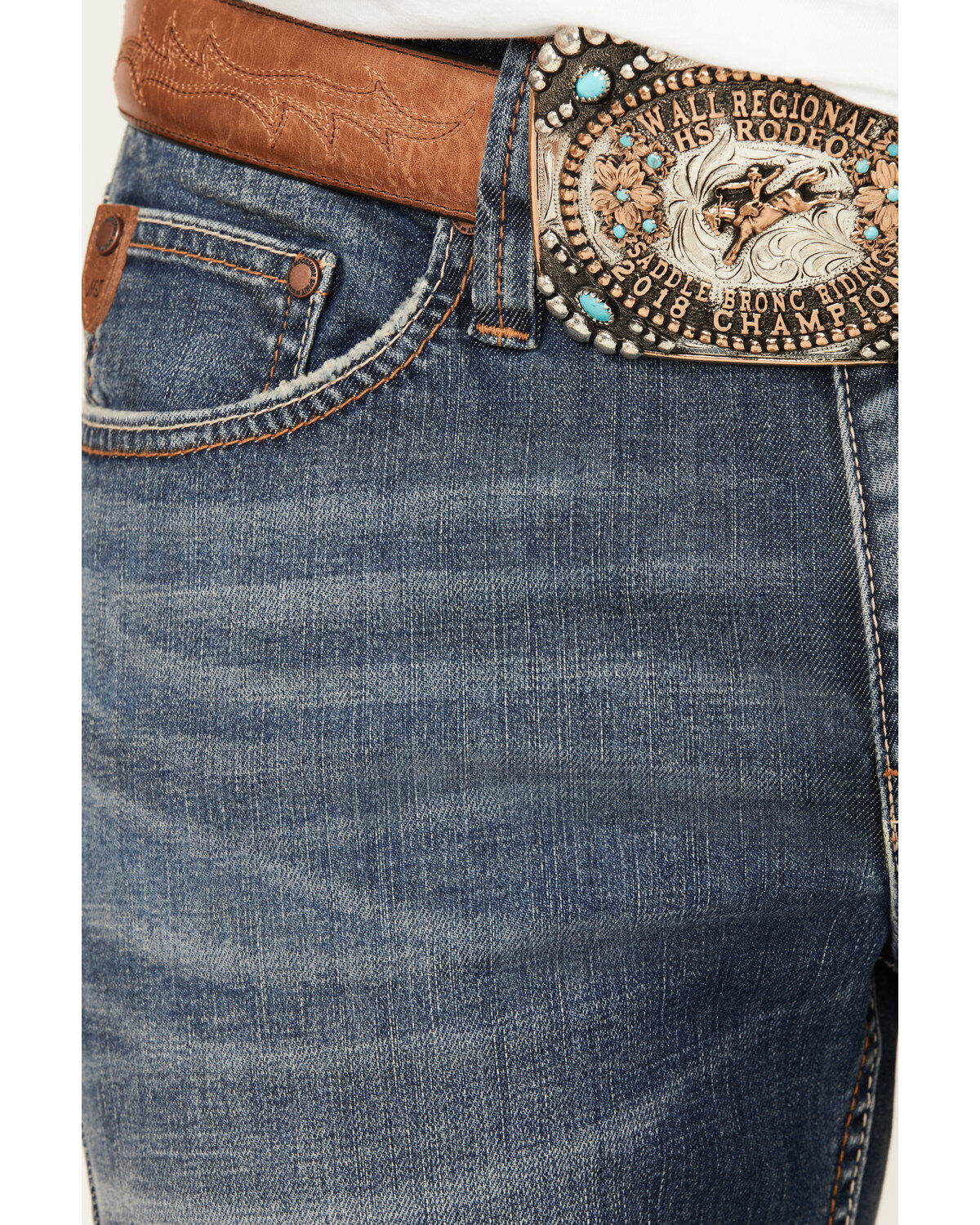Image #2 - Moonshine Spirit Men's Cantina Wash Decker Slim Straight Stretch Denim Jeans, Medium Wash, hi-res