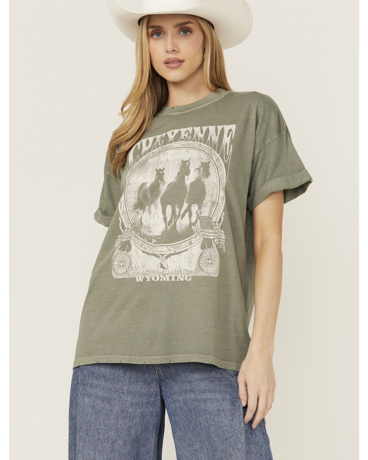 Girl Dangerous Women's Cheyenne Boyfriend Short Sleeve Graphic Tee, Green, hi-res