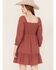Image #4 - Jolt Women's Rouched Front Embroidered Mini Dress, Rust Copper, hi-res