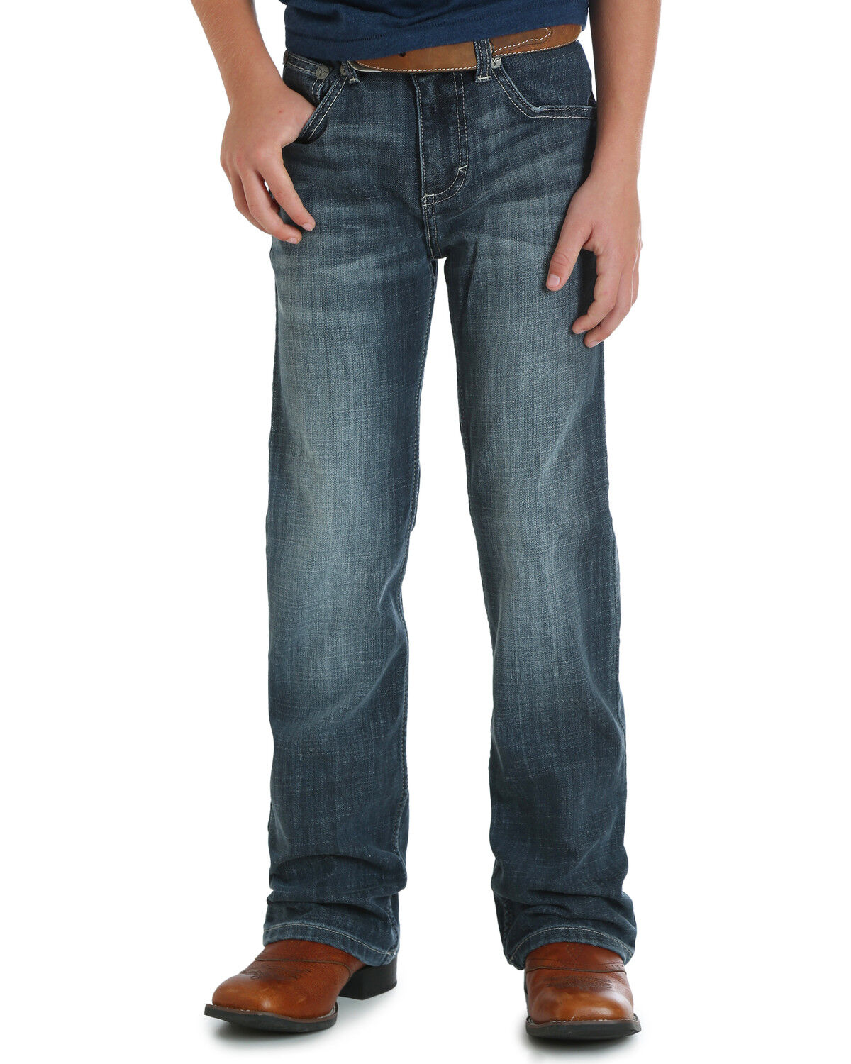 Image #3 - Wrangler 20X Boys' (8-16) No. 42 Vintage Bootcut Jeans, Blue, hi-res