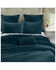 HiEnd Accents Deep Blue Stonewashed Cotton & Velvet 3-Piece King Quilt Set , Dark Blue, hi-res