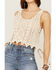 Saints & Hearts Women's Natural Crochet Side Feather & Beads Tank Top, Natural, hi-res
