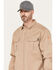 Hawx Men's FR Solid Long Sleeve Button Down Woven Work Shirt - Big & Tall, Beige/khaki, hi-res