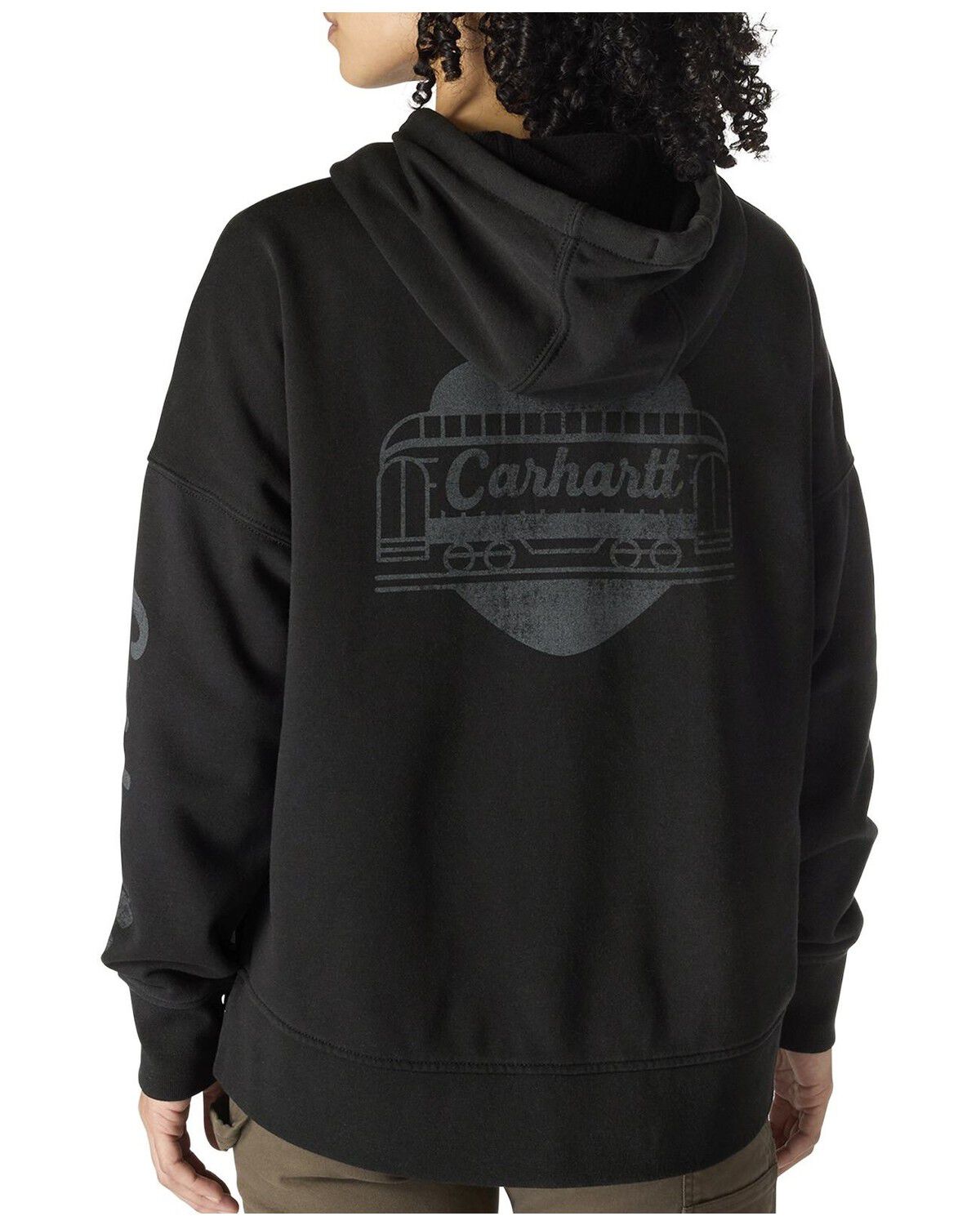 Image #2 - Carhartt Women's Oversized Fit Midweight Heart Graphic Hoodie, Black, hi-res