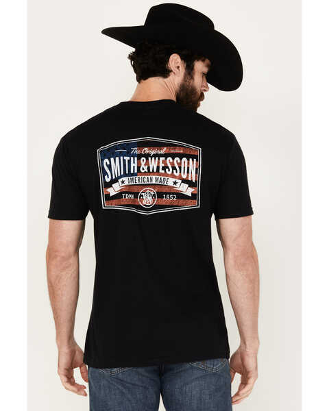 Smith & Wesson Men's USA Flag Label Short Sleeve Graphic T-Shirt, Black