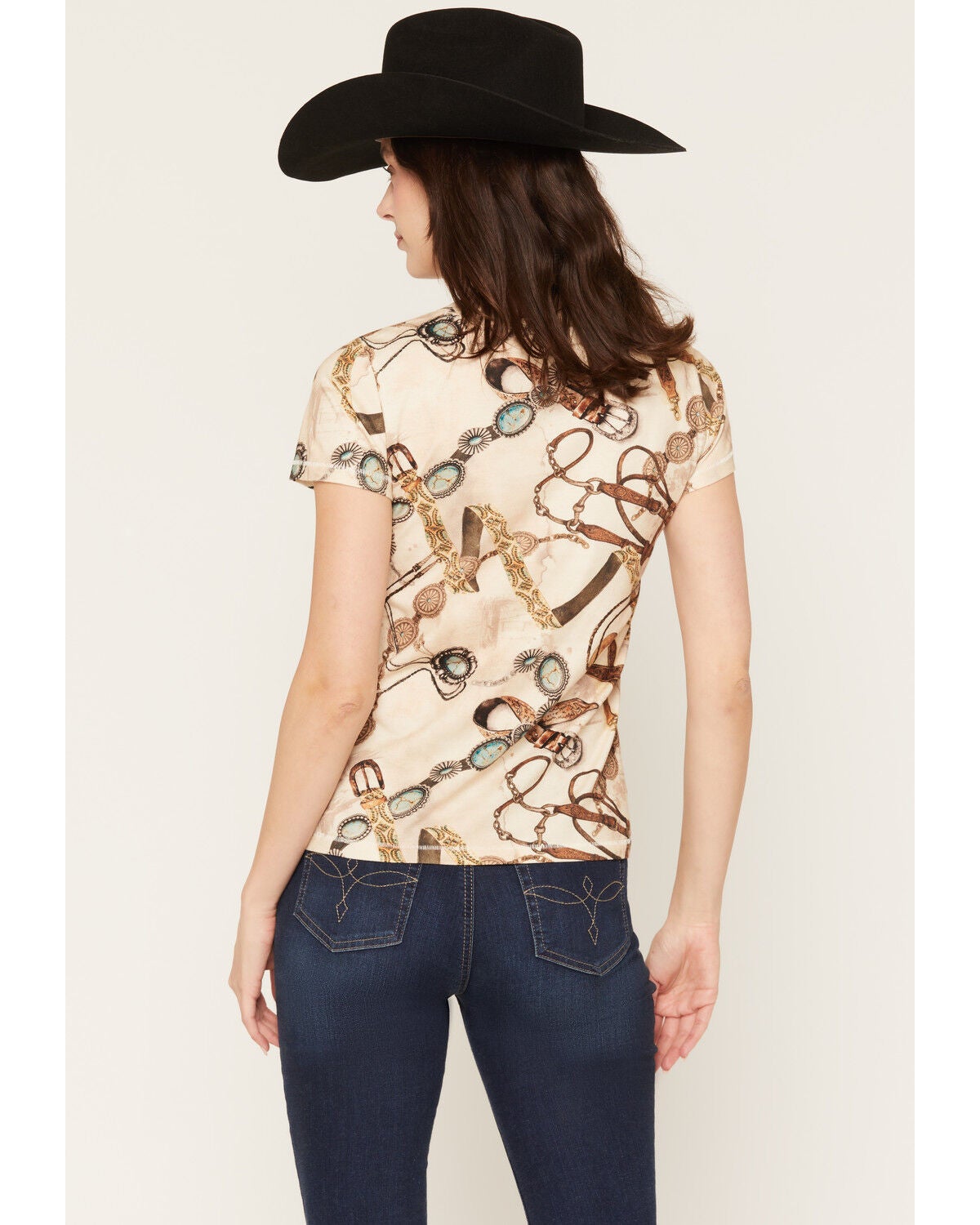 Image #4 - Shyanne Women's Belts and Bracelets Concho Short Sleeve Graphic Tee, Natural, hi-res