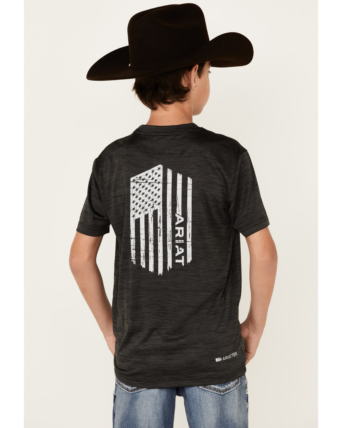Image #3 - Ariat Boys' Charger Vertical Flag Graphic Short Sleeve T-Shirt, Charcoal, hi-res