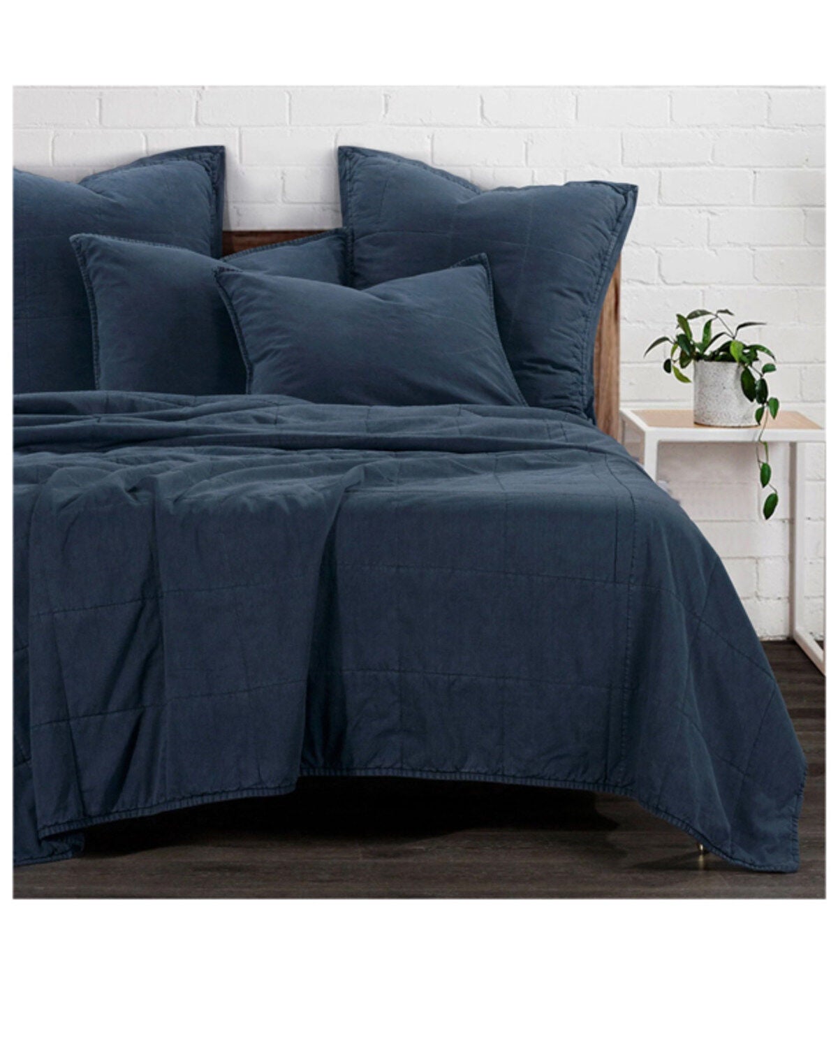 HiEnd Accents Denim Stonewashed King Size Bedding Set - 3 Piece, Blue, hi-res