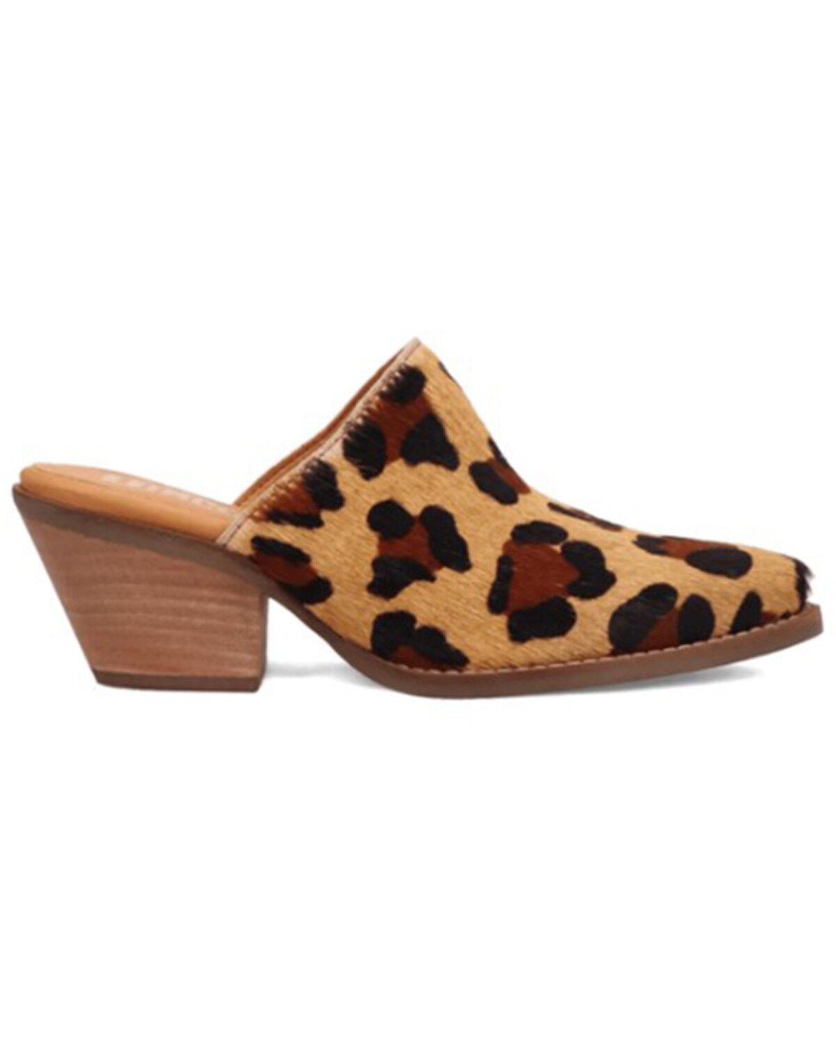 Image #2 - Dingo Women's Calico Leopard Print Hairon Mules - Round Toe, Leopard, hi-res