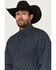 Image #2 - George Strait by Wrangler Men's Floral Striped Print Long Sleeve Button-Down Stretch Western Shirt, Blue, hi-res