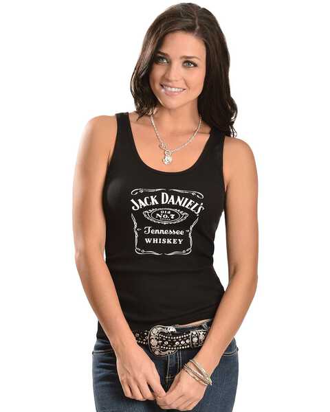 Image #1 - Jack Daniel's Women's Label Tank Top, Black, hi-res