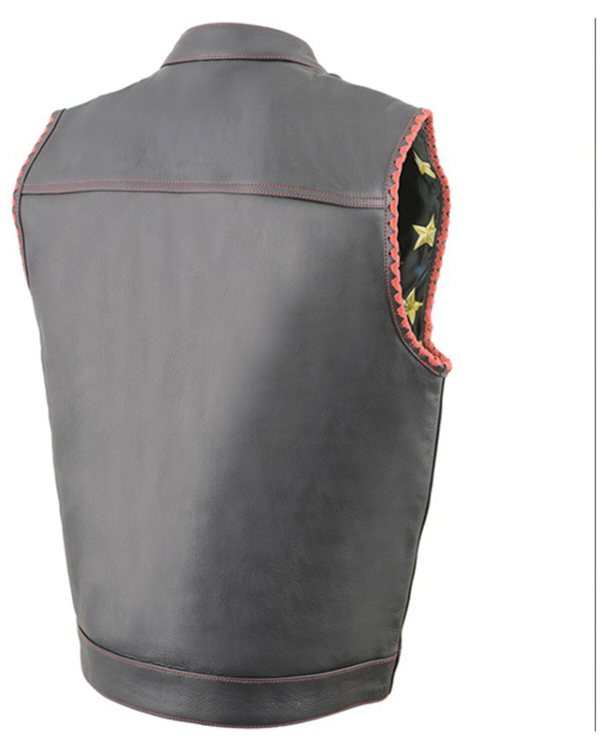 Image #2 - Milwaukee Leather Men's Old Glory Laced Arm Hole Concealed Carry Leather Vest, Black, hi-res